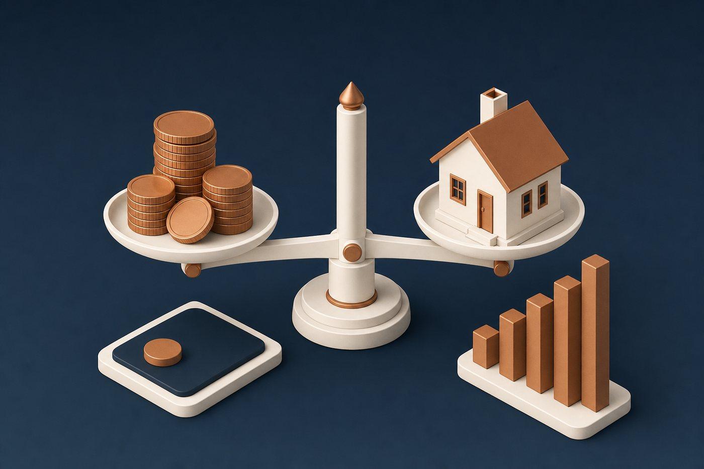 Relevés bancaires, grille de calcul du taux d'endettement et stylo sur un plan de travail