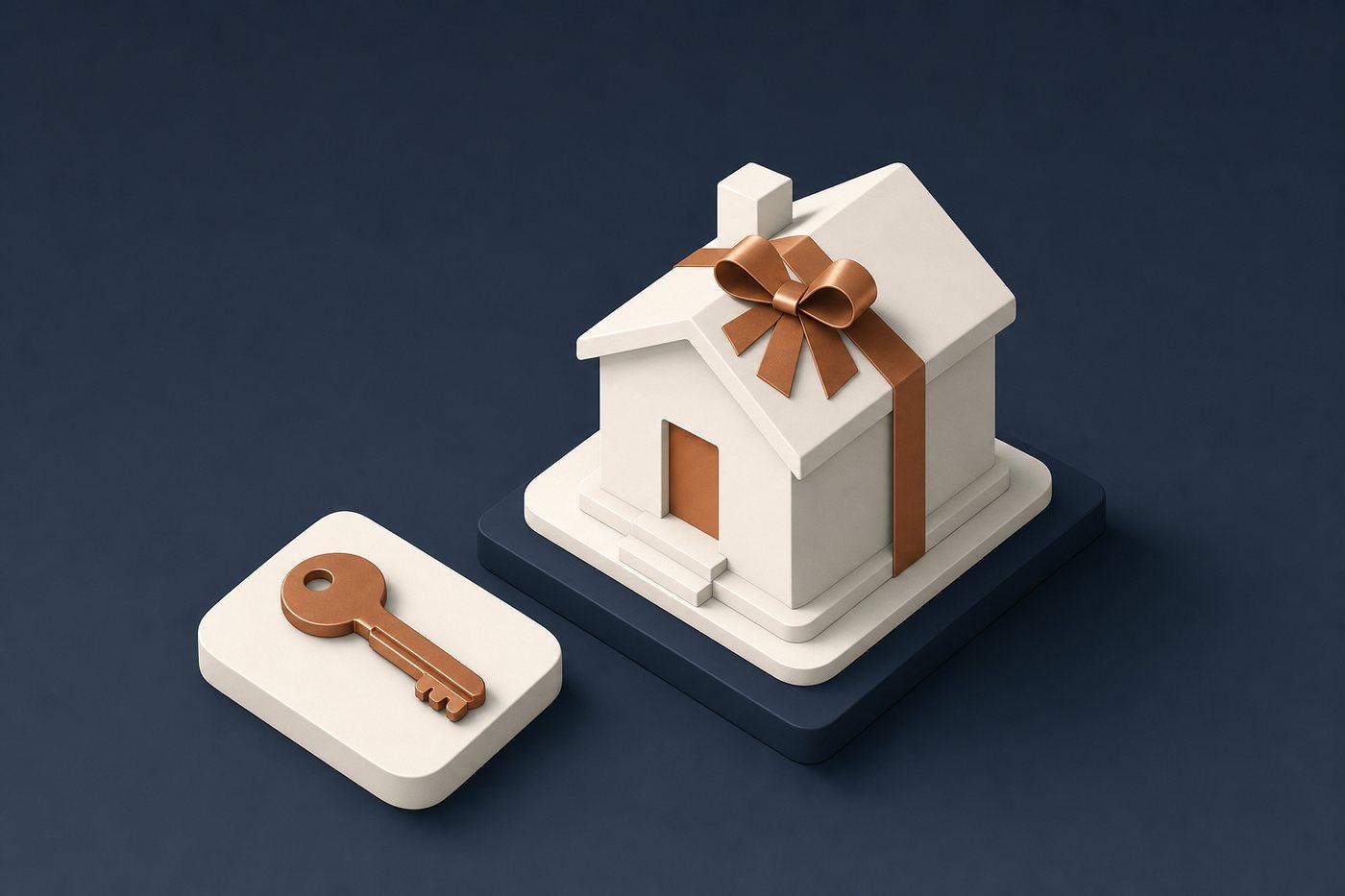 Maquette de maison, trousseau de clés et dossier de prêt à taux zéro sur une table en bois